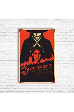 V For Vandetta Retro Ahşap Poster