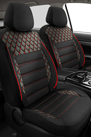 Volvo 569  Uyumlu 5 KOLTUK TAM SETPREMİO SERİSİ TAY TÜYÜ OTO KOLTUK KILIFI KOKMA TERLETME YAPMAZ KIRMIZI DİKİŞ DETAYLI