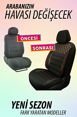 Fiat Doblo  Uyumlu 5 KOLTUK TAM SETPREMİO SERİSİ TAY TÜYÜ OTO KOLTUK KILIFI KOKMA TERLETME YAPMAZ KIRMIZI DİKİŞ DETAYLI