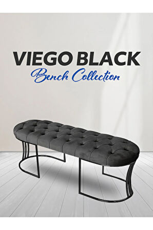 Viego Siyah Bench Puf,Metal