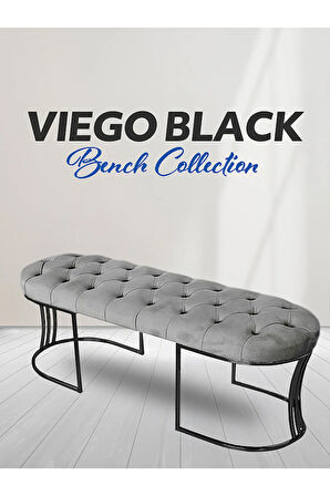 Viego Siyah Bench Puf,Metal