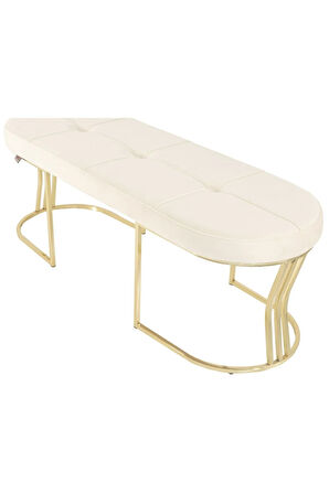 Viego Gold Exclusive Bench Lüks Metal Gold Ayak, Chester Model Yatak Ucu Beyaz Puf