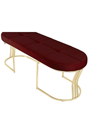 Viego Gold Exclusive Bench Lüks Metal Gold Ayak, Chester Model Yatak Ucu Bordo Puf