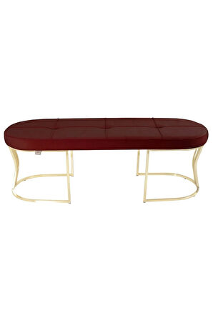 Viego Gold Exclusive Bench Lüks Metal Gold Ayak, Chester Model Yatak Ucu Bordo Puf