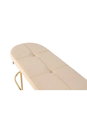 Viego Gold Exclusive Bench Lüks Metal Gold Ayak, Chester Model Yatak Ucu Krem Puf