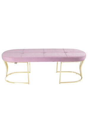 Viego Gold Exclusive Bench Lüks Metal Gold Ayak, Chester Model Yatak Ucu Pembe Puf