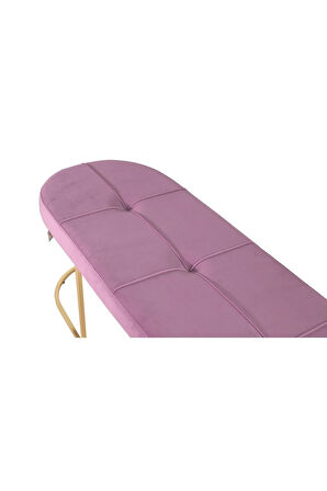 Viego Gold Exclusive Bench Lüks Metal Gold Ayak, Chester Model Yatak Ucu Pembe Puf