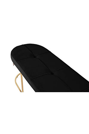 Viego Gold Exclusive Bench Lüks Metal Gold Ayak, Chester Model Yatak Ucu Siyah Puf
