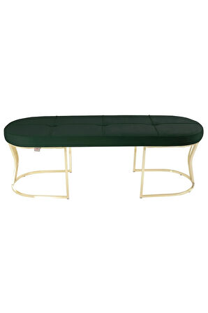 Viego Gold Exclusive Bench Lüks Metal Gold Ayak, Chester Model Yatak Ucu Yeşil Puf