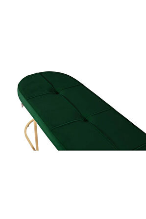 Viego Gold Exclusive Bench Lüks Metal Gold Ayak, Chester Model Yatak Ucu Yeşil Puf