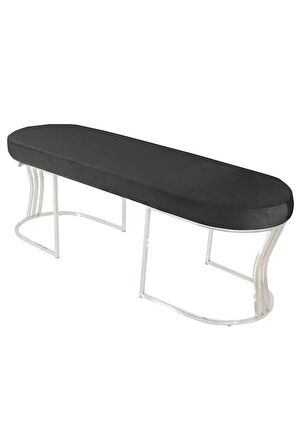 Viego Silver Smooth Bench Lüks Metal Gümüş Ayak, Chester Model Yatak Ucu Antrasit Puf