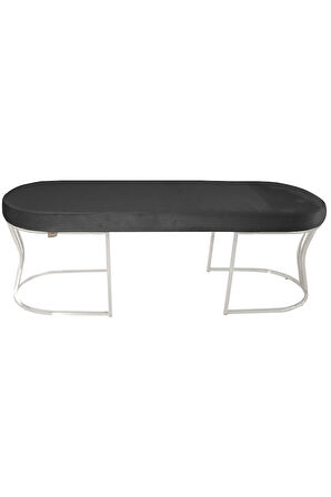 Viego Silver Smooth Bench Lüks Metal Gümüş Ayak, Chester Model Yatak Ucu Antrasit Puf