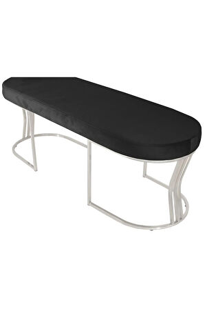 Viego Silver Smooth Bench Lüks Metal Gümüş Ayak, Chester Model Yatak Ucu Antrasit Puf