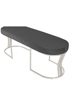 Viego Silver Smooth Bench Lüks Metal Gümüş Ayak, Chester Model Yatak Ucu Gri Puf