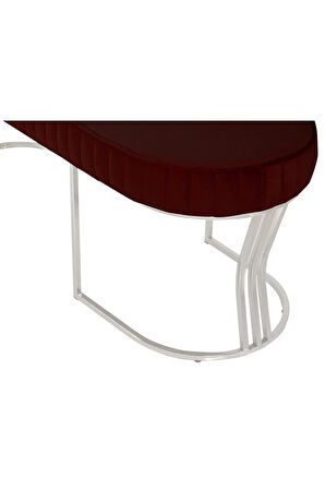 Viego Silver Striped Bench Lüks Metal Gümüş Ayak, Chester Model Yatak Ucu Bordo Puf