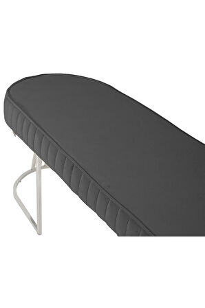 Viego Silver Striped Bench Lüks Metal Gümüş Ayak, Chester Model Yatak Ucu Gri Puf