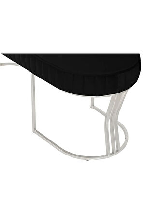 Viego Silver Striped Bench Lüks Metal Gümüş Ayak, Chester Model Yatak Ucu Siyah Puf