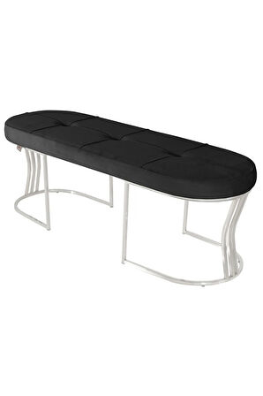 Viego Silver Exclusive Bench Lüks Metal Gümüş Ayak, Chester Model Yatak Ucu Antrasit Puf