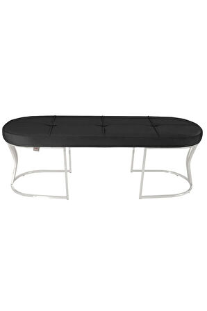 Viego Silver Exclusive Bench Lüks Metal Gümüş Ayak, Chester Model Yatak Ucu Antrasit Puf