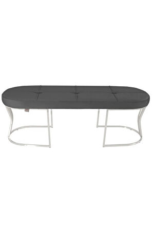 Viego Silver Exclusive Bench Lüks Metal Gümüş Ayak, Chester Model Yatak Ucu Gri Puf