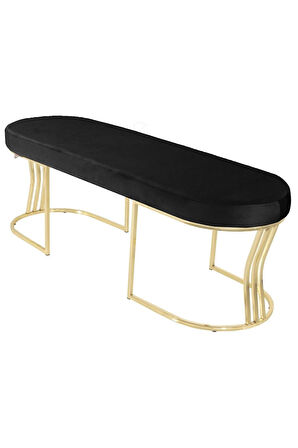 Viego Gold Smooth Bench Lüks Metal Gold Ayak, Chester Model Yatak Ucu Antrasit Puf