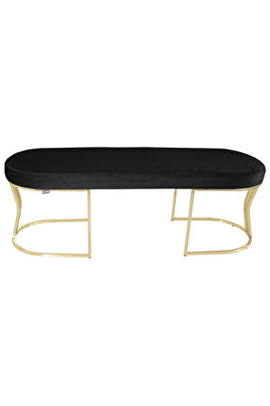 Viego Gold Smooth Bench Lüks Metal Gold Ayak, Chester Model Yatak Ucu Antrasit Puf