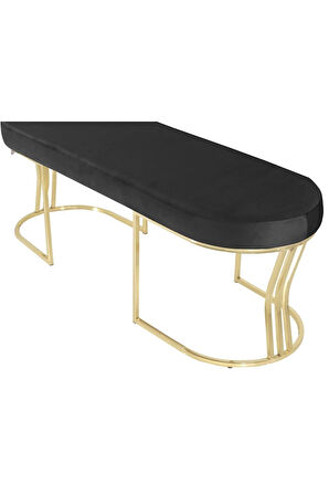 Viego Gold Smooth Bench Lüks Metal Gold Ayak, Chester Model Yatak Ucu Antrasit Puf