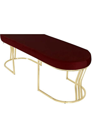 Viego Gold Smooth Bench Lüks Metal Gold Ayak, Chester Model Yatak Ucu Bordo Puf