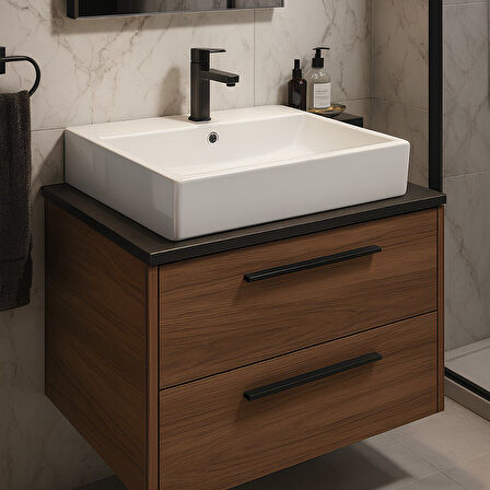 Turavit Vega Dikdörtgen Beyaz Delikli Lavabo 50x42 Cm VG0050