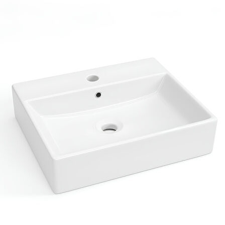 Turavit Vega Dikdörtgen Beyaz Delikli Lavabo 50x42 Cm VG0050