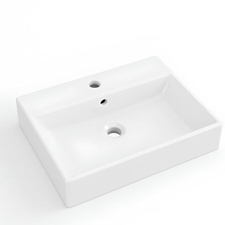 Turavit Vega Dikdörtgen Beyaz Delikli Lavabo 60x45 Cm VG0060