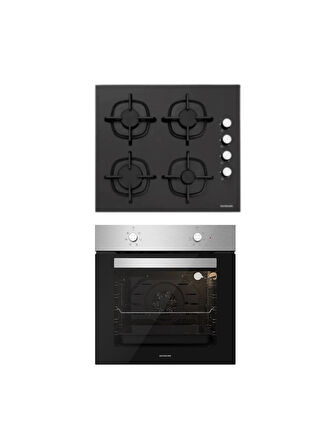 Silverline 2 'li Siyah Cam Ankastre Set CS5343B01 - BO6501X01 