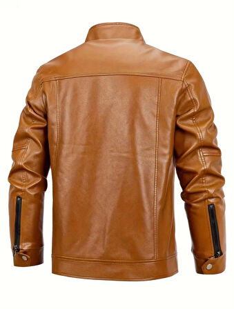 Hakiki Kuzu Derisi Taba Renk Erkek Spor Ceket