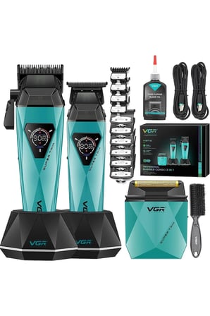 V-877 S3 Profesyonel Saç Sakal Tıraş Makinesi Seti 3'lü Berber Combo