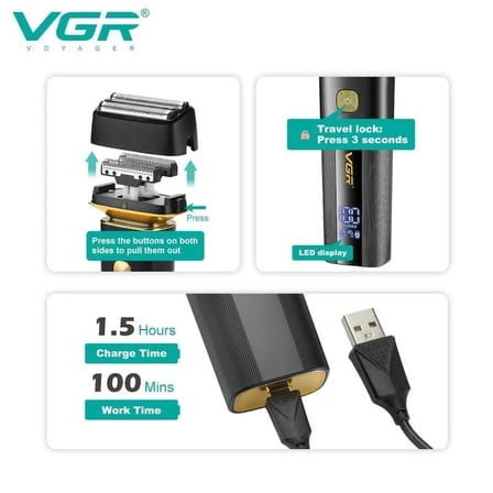 V-355 Su Geçirmez Sakal Tıraş Makinesi 3 Bıçaklı Folyo Shaver