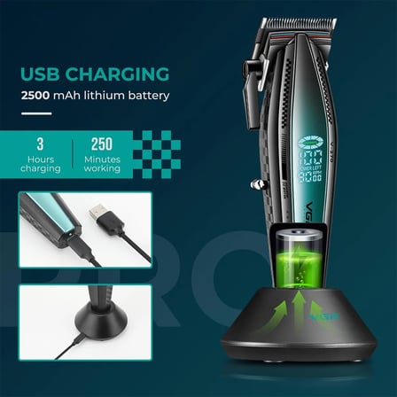V-992 Profesyonel Şarjlı  Tıraş Makinesi - 9000 RPM Seramik T-Bıçak Saç Sakal Trimmer
