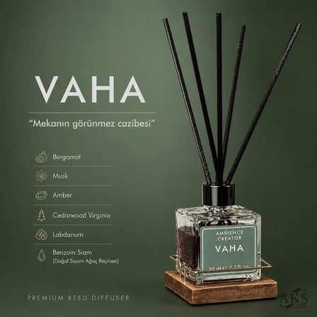 AKS - VAHA REED DIFFUSER / ODA KOKUSU (50ML) - Alkolsüz özel formül