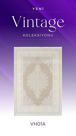 Royal Halı Vintage VH01A Krem Vizon Akrilik Yumuşak Dokulu Klasik Göbekli Halı