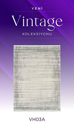 Royal Halı Vintage VH03A Krem Gri Akrilik Yumuşak Dokulu Modern Eskitme Halı