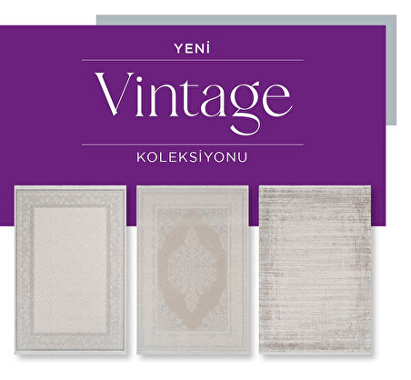 Royal Halı Vintage VH05A Krem Vizon Akrilik Yumuşak Dokulu Modern Eskitme Halı