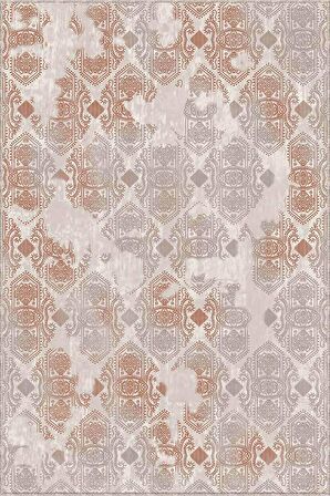 Tarçın Damask Desen Kaymaz Tabanlı Dekoratif Halı AL006