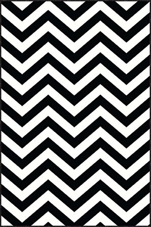 Siyah Kaymaz Tabanlı Yıkanabilir Zigzag Mutfak Halısı AR008