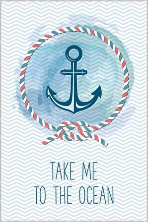 Mavi Kaymaz Tabanlı Denizci Temalı Çocuk Halısı AR068