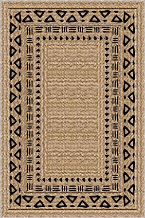 Bej Kaymaz Tabanlı Hasır Jüt Görünümlü Mutfak Halısı AR1058