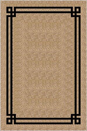 Bej Kaymaz Tabanlı Hasır Jüt Görünümlü Mutfak Halısı AR1075