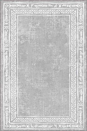 Gri Kaymaz Taban Yıkanan Otantik Desen Mutfak Halısı AR1093