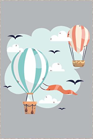 Gri Yıkanabilir Kaymaz Tabanlı Balonlu Bebek Halısı AR1123