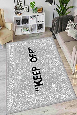 Gri Kaymaz Tabanlı Yıkanabilir Keep Off Mutfak Halısı AR1173