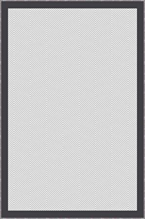 Gri Kaymaz Tabanlı Yıkanabilir Çizgili Mutfak Halısı AR1310