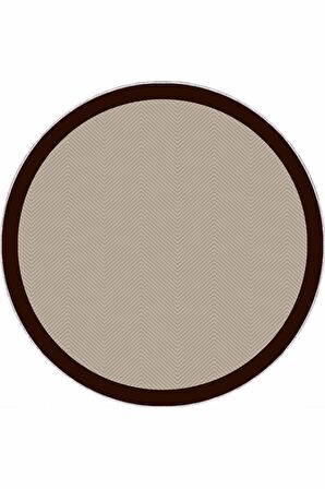 Bej Kaymaz Tabanlı Çizgili Yuvarlak Mutfak Halısı AR1323